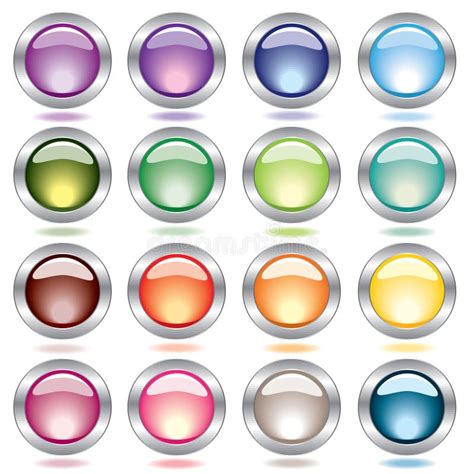 A Set Of Glossy Web Buttons In Different Colors Stock Vector