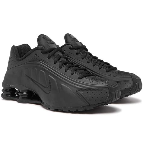 Lyst Nike Shox R4 Mesh Trimmed Faux Leather Sneakers In Black For Men