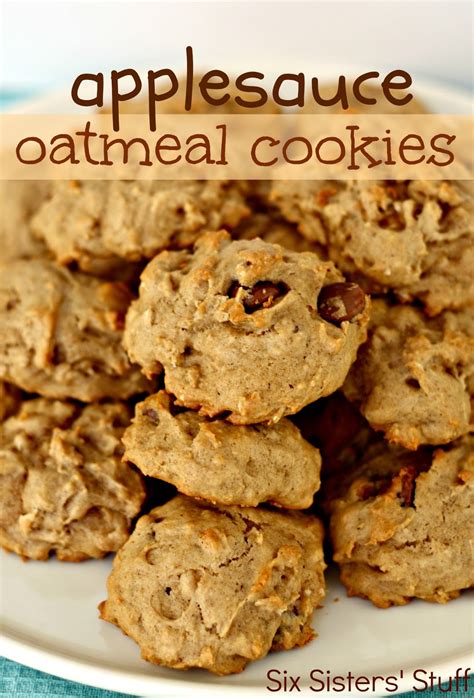 Low fat low sugar oatmeal apple cookies grassfed mama. Applesauce Oatmeal Cookies | Six Sisters' Stuff