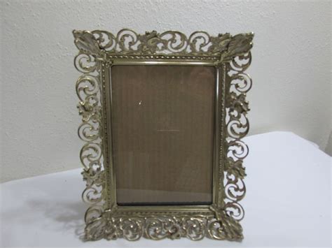 Metal Picture Frame 5 X 7 Gold Filigree With Glass And Etsy Metal