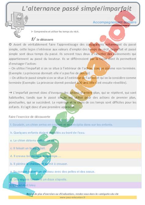 Verbes du 3è groupe : Imparfait de l'indicatif : CM1 - Cycle 3 - Exercice évaluation révision leçon - Pass Education