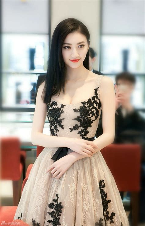 Chinese Actress Jing Tian 景甜 Beige Lace Dresses Prom Dresses Lace