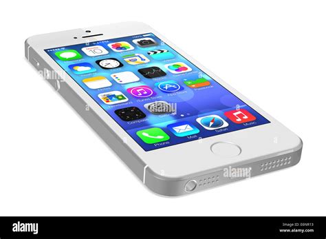 Silver Iphone 5s Showing The Home Screen With Ios7 Stock Photo Alamy