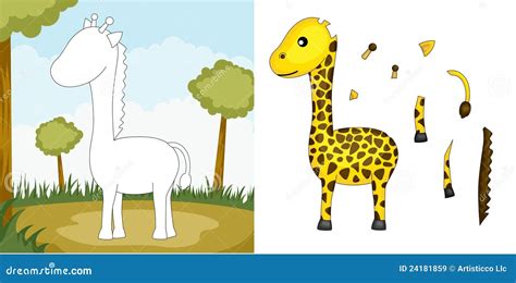 giraffe puzzle stock vector illustration of game park 24181859