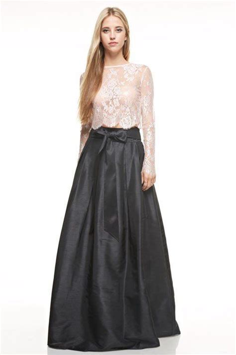 Floor Length Chic Bow Long Taffeta Bridal Inspiration Maxi Skirt Beige