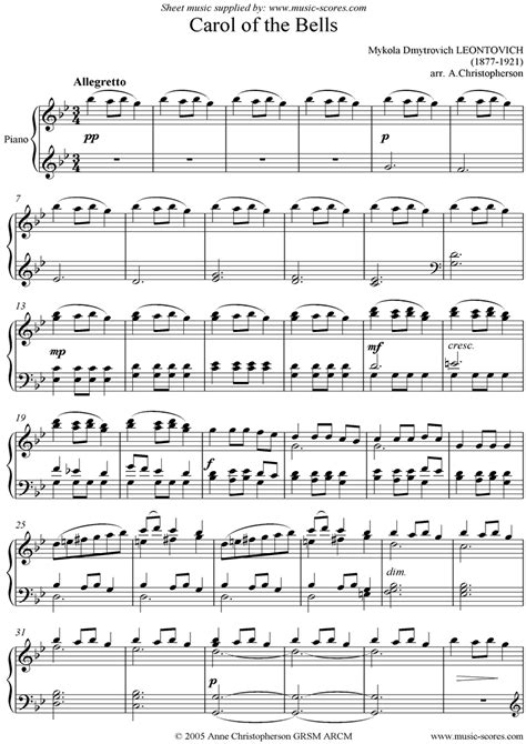 The carol of the bells was premiered in 1916 by a choral group made up of students at kiev university. Carol of the Bells by Leontovich arr. by A. Christopherson :) | Music | Pinterest | Christmas ...