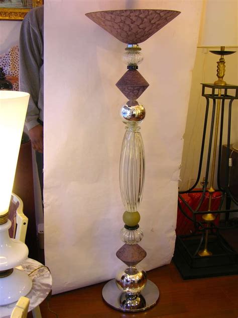 1970s One Of A Kind Italian Pair Of Amethyst Murano Glass Floor Lamps