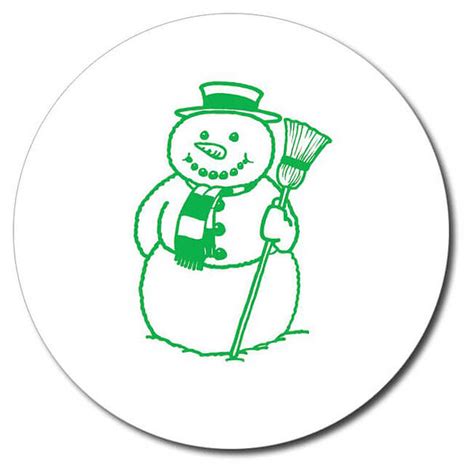 Customised Snowman Stamper Green 25mm Teacher Stamp