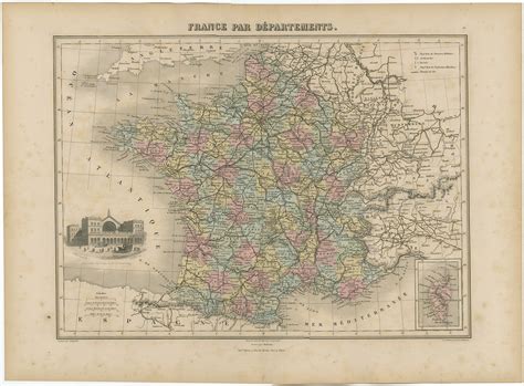 Antique Map Of The Departments Of France By Migeon 1880