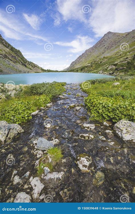 Lake Kuiguk Altai Mountains Landscape Stock Photo Image Of Tourism