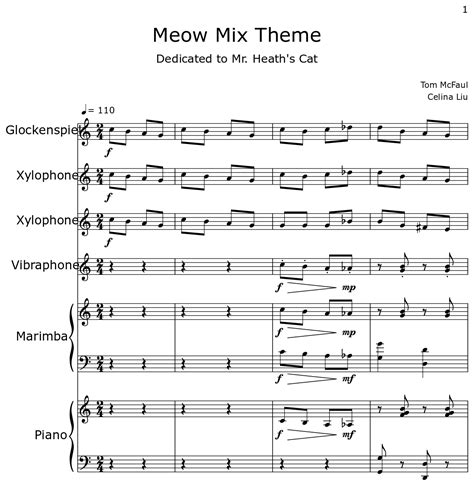 Meow Mix Theme Sheet Music For Glockenspiel Xylophone Vibraphone