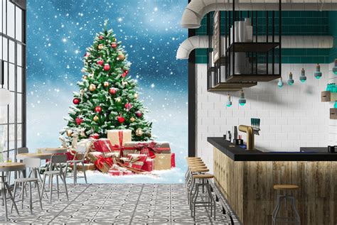 Christmas Tree And Presents Wall Mural Wallpaper