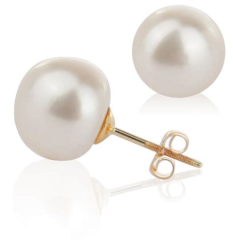 Buy 14k Yellow Gold Stud Earrings With Elegant Freshwater Cultured
