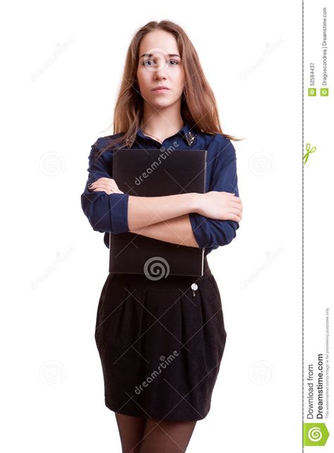 Young Student With Folder In Her Hand Stock Image Image Of Lifestyles