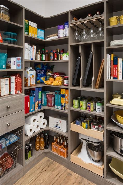 An unobstructed walkway space of 36 inches allows access to the space for a single person, and a walkway width of 42 to 48 inches allows two people to use the space at the same time. Walk-In Pantry with Corner Shelves #Kitchenideas | Дизайн ...