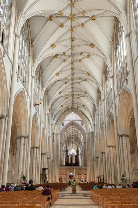 Magnificent Gothic Nave Inside York Minster Historic