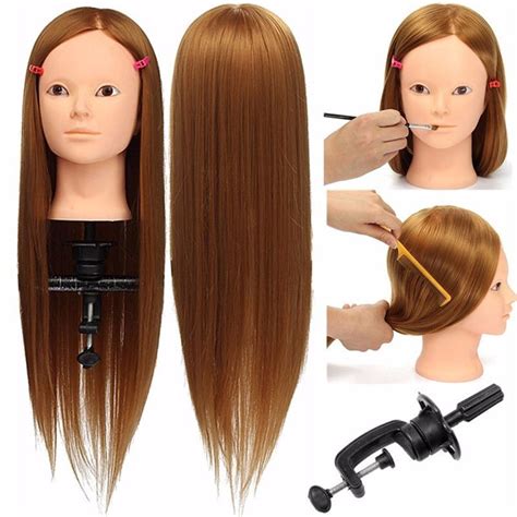 24 Hairdressing Makeup Training Practice Head Doll Face Golden Hair