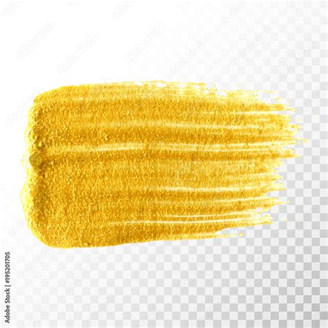 Gold Hand Drawn Paint Brush Stroke Isolated On Transparent Background