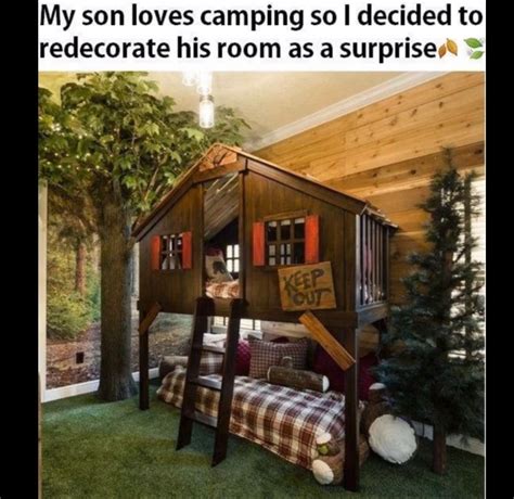 Maybe you would like to learn more about one of these? Cabin style bed for camping themed boys bedroom | Dream ...