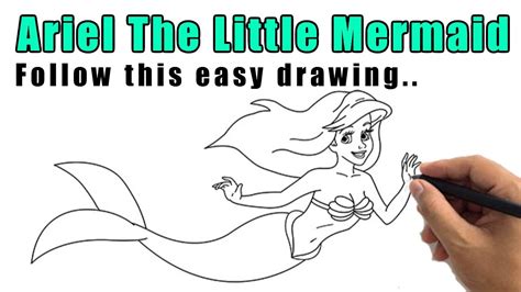 How To Draw Ariel The Little Mermaid Drawing Easy Little Mermaid