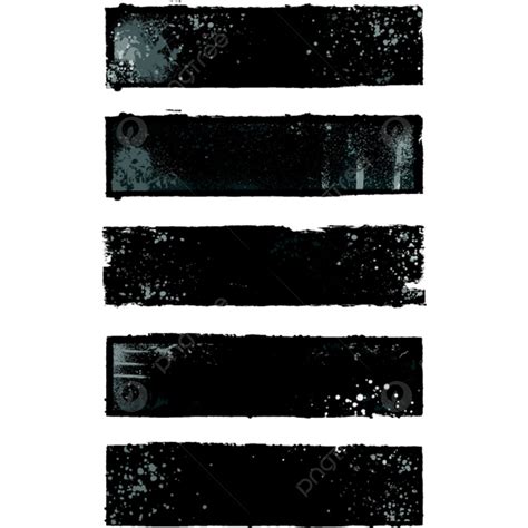 Conjunto De 5 Designs De Banner Grunge Preto E Cinza Png Ilustração