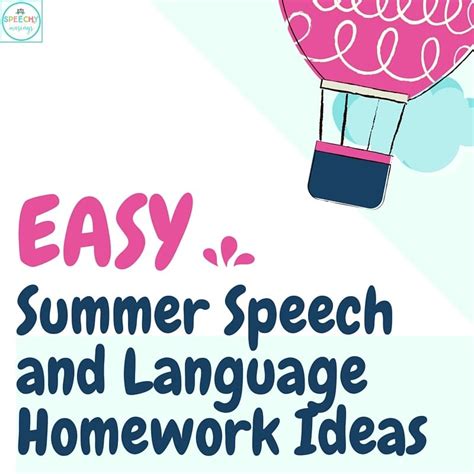 Easy Speech And Language Summer Homework Speechy Musings