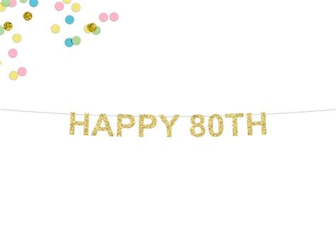 Happy 80th Glitter Banner 80th Birthday Banner Birthday