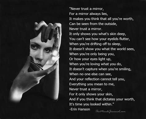 Never trust a mirror, for a mirror always lies. erin hanson