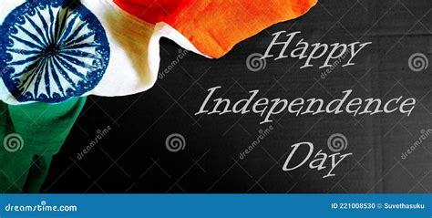 Happy Independence Day Text With Indian Flag Stock Photo Image Of