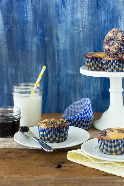 Blueberry Jam Swirled Buttermilk Muffins