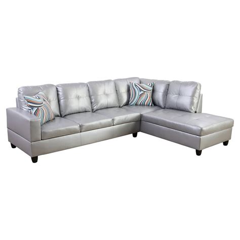 Tosh Furniture Modern White Leather Sectional Sofa Baci Living Room