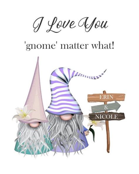personalised gnome couple print engagement presents gonk etsy anniversary ts romantic