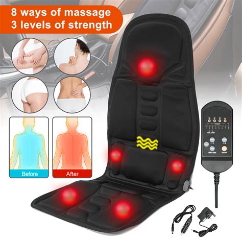 Kingshop Car Home Massage Cushion 8 Mode 3 Intensity Car Chair Massage Heat Mat Seat Cushion