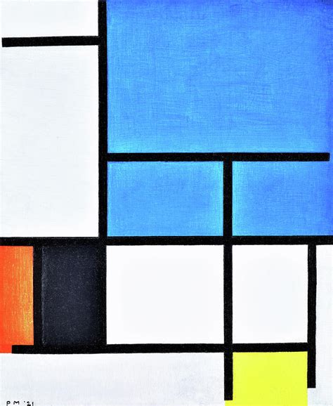 Composition With Large Blue Plane Red Black Yellow And Gray