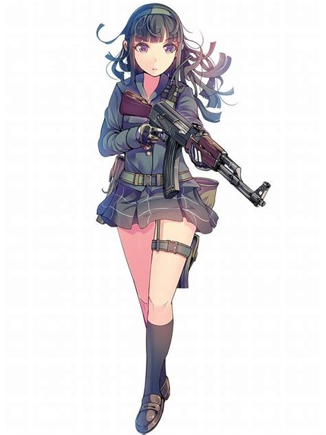 Ak Assault Rifle Black Hair Daito Firearm Gun Hairband Karasawa