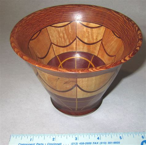 Multi Layered Segmented Wood Turned Bowl 97 2 Mahogany Maple