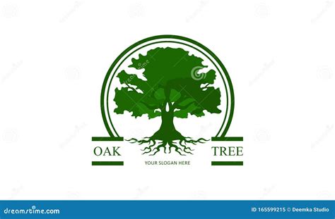 Green Creative Oak Tree Logo Design Symbol Illustration Stock Vector