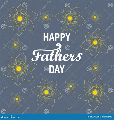 Happy Fathers Day Card With Flowers Stock Vector Illustration Of