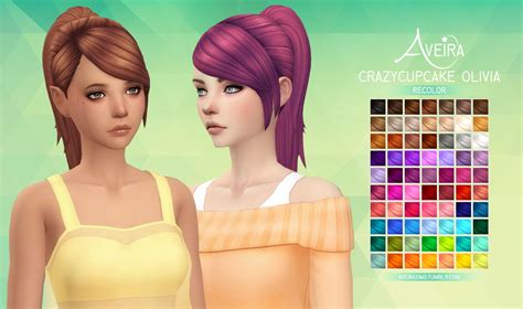 Sims 4 Hairs Aveira Sims 4 Crazycupcake Olivia Hair Rrecolor