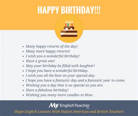 (make sure you scroll down to see the list). Other Ways to Say HAPPY BIRTHDAY! 🎉🍰🎁 - MyEnglishTeacher ...