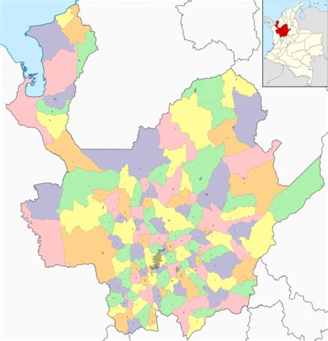 Mapa De Antioquía Colombia Departamento Con Municipios Y Ciudades