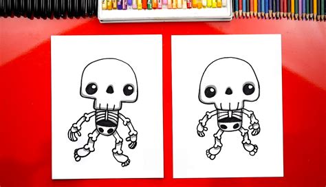 How To Draw A Cute Skeleton Kawaii Art For Kids Hub