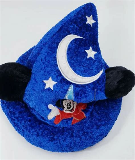 Disney Parks Mickey Mouse Fantasia Wizard Sorcerer Blue Plush Hat With