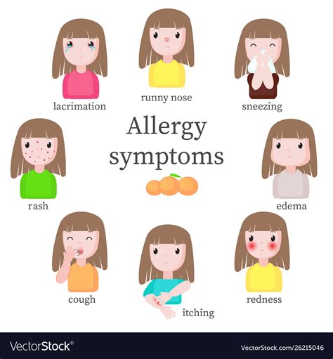 Allergy Symptoms Flat Style Design Royalty Free Vector Image