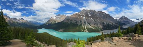 Photography Nature Landscape Panorama Lake Mountains Turquoise