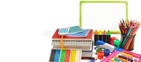 School And Office Supplies Isolated On A White Background Free Space