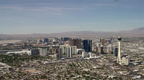 4k Stock Footage Aerial Video Of Stratosphere And Hotels