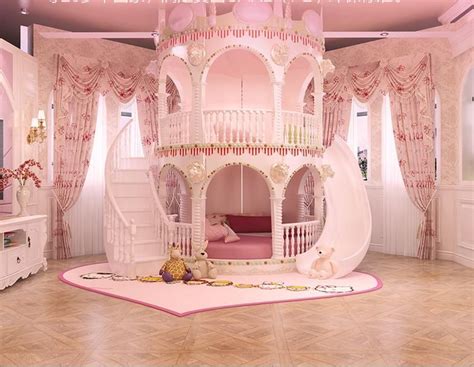 Pops of pink make for an enjoyable setting. Bedroom Princess Girl Slide Children Bed , Lovely Single ...