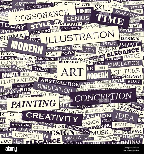 Art Seamless Pattern Concept Related Words In Tag Cloud Conceptual