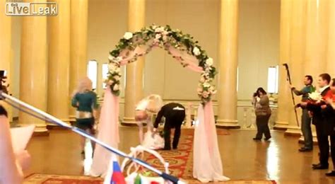 Is This The Most Embarrassing Wedding Moment Ever Video Captures Brides Skirt Falling Down As